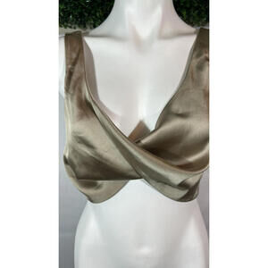 Forever 21 Satin Crop Top in Taupe, Size M